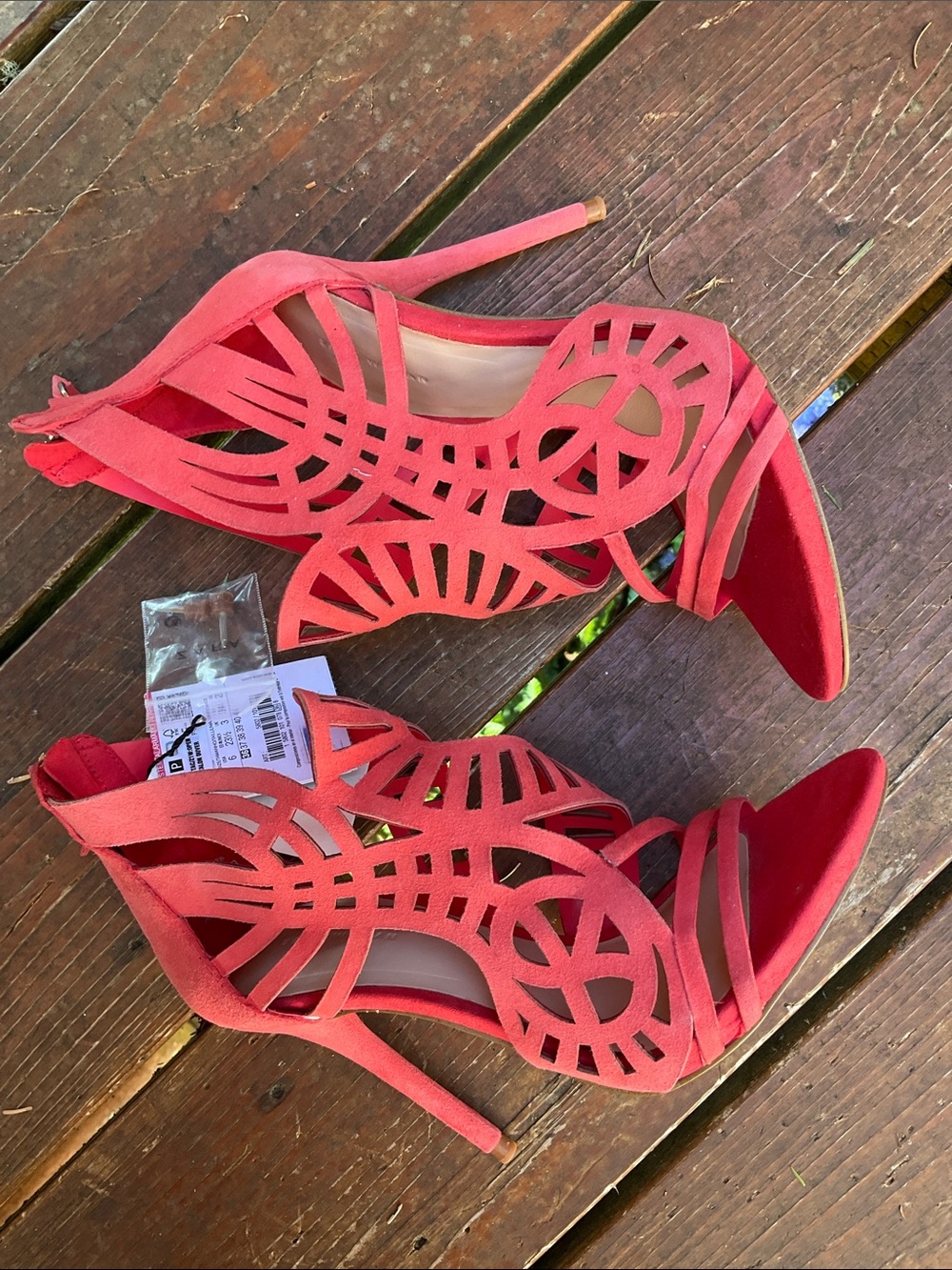 NWT Zara Cutout Coral Heels/Sandals